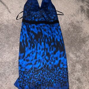 Ted Baker Vibrant Blue and Black Backless Dress